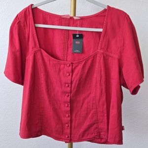 Levi's Bold Red Button-Up Blouse